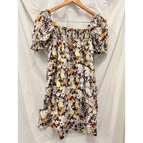 Tory Burch Floral Printed‎ Smocked Mini Dress Medium Spring Summer Vacation - Image 4
