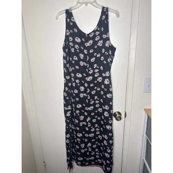 Navy/black Floral Slip Dress | 90s Minimalist Long-Romantic Grunge - Image 3