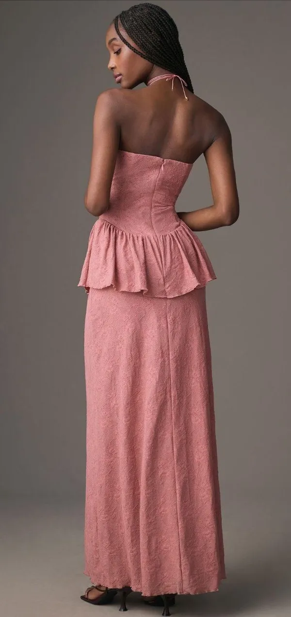 Anthropologie Mauve Peplum Dress - Image 2