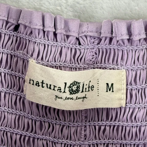 Natural Life Lavender Purple Smocked High Waist short Medium Satin‎ Feel Boho - Image 2