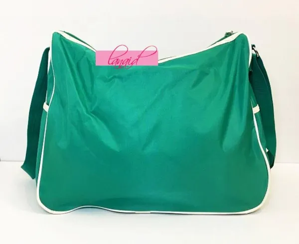 Puma VINTAGE Shoulder Bag Crossbody Green Ivory Bookbag Gym Weekend Zip Tote - Image 2