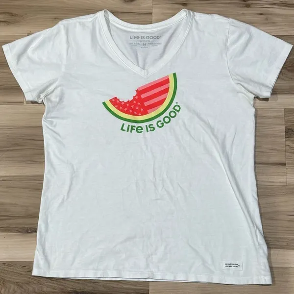 Life is Good Watermelon Crusher Tee Shirt Women’s Medium - Image 2