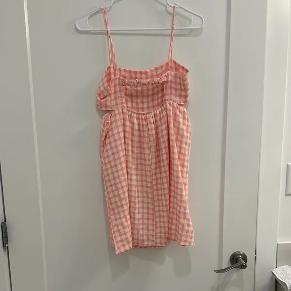 Pink Lily Peach Gingham Mini Dress - Image 2