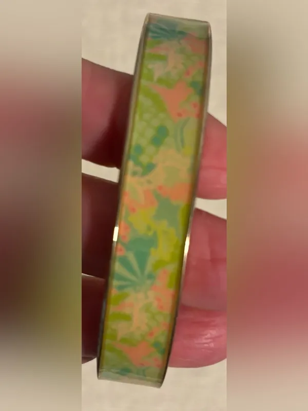 Lilly Pulitzer Colorful Floral Print Gold Tone Hinged Cuff Bracelet - Image 5