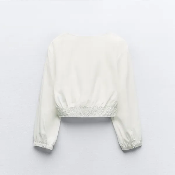 ZARA Textured Tweed Short Sleeve Top - Off White / Beige - Size XL - NWOT - Image 5