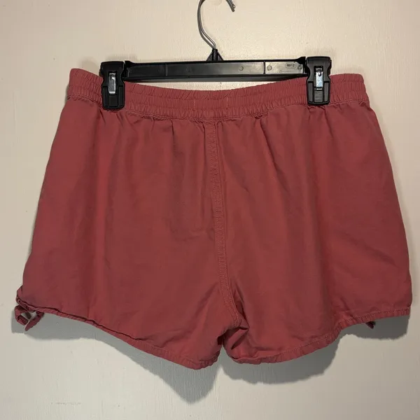 Madewell- Coral Pink Side Tie Detail Elastic Waist Shorts- Size M - Image 2