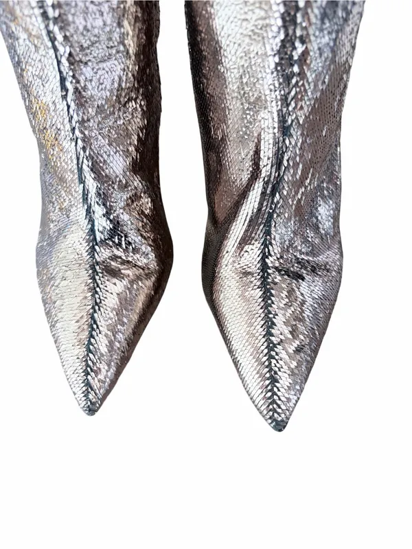 Vince Camuto Minnada Wide Calf Over The Knee Heeled Boots size 7 Warm Pewter - Image 6