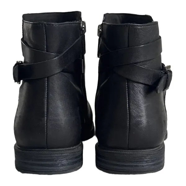 Hush‎ Puppies Mazin Cayto 9 Black Leather Ankle Boots Buckle Moto Bootie Comfort - Image 3