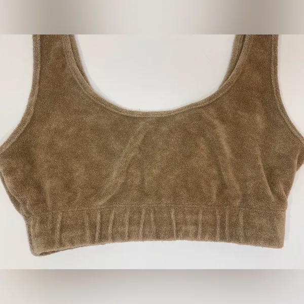 Zara Women’s Terry Sleeveless Crop Beach Neutral Lounge Tank Tan Top Size‎ S - Image 5