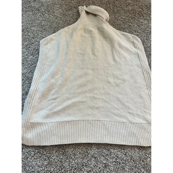 Banana Republic Womens Cable Knit Turtleneck Sweater Vest Cream Ivory XS/S - Image 7