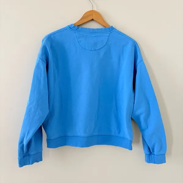 American‎ Eagle Cropped Sweatshirt Blue Graphic Logo Crewneck Pullover Size M - Image 5