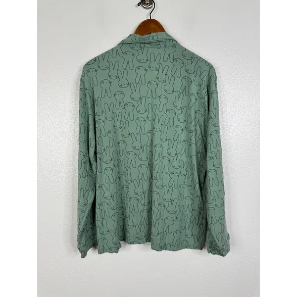 Hanna Andersson Pajamas L Green Bunny Rabbit Modal Button Down Pant Set Womens - Image 3