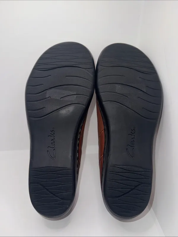 CLARKS Evianna Slip On Shoes Brown Leather Women’s 6.5 W Wide - Image 7