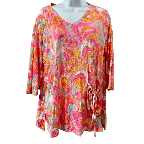 Ali Miles Blouse V-Neck Tunic Abstract Geometric Print Size Medium Top - Image 9