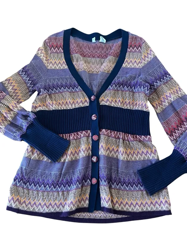 Moth Anthropologie Fiamma Chevron Striped Cardigan Sweater Size Small - Image 2
