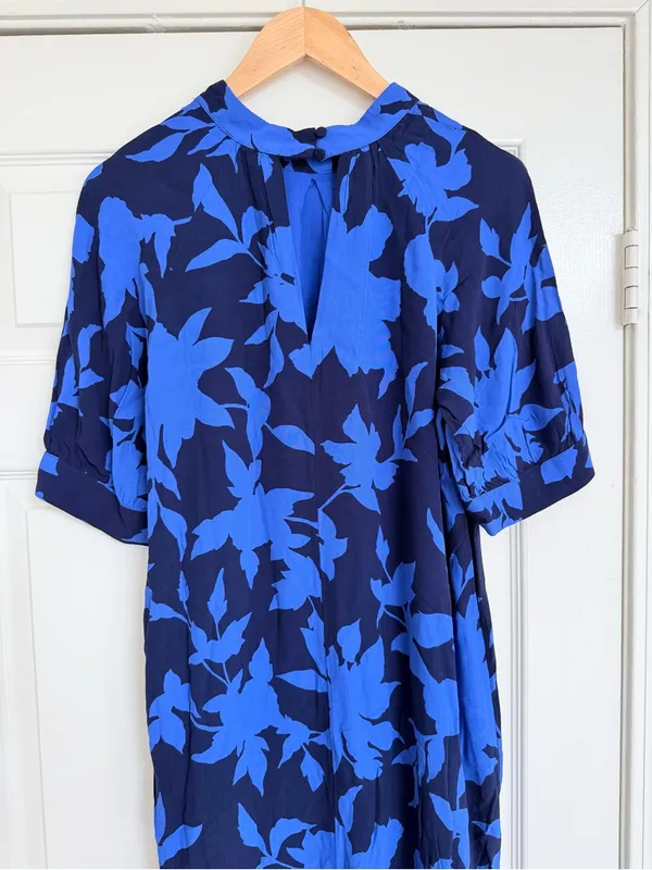 By Anthropologie Mackenzie Mock Neck Midi Dress M Blue Black - Image 6