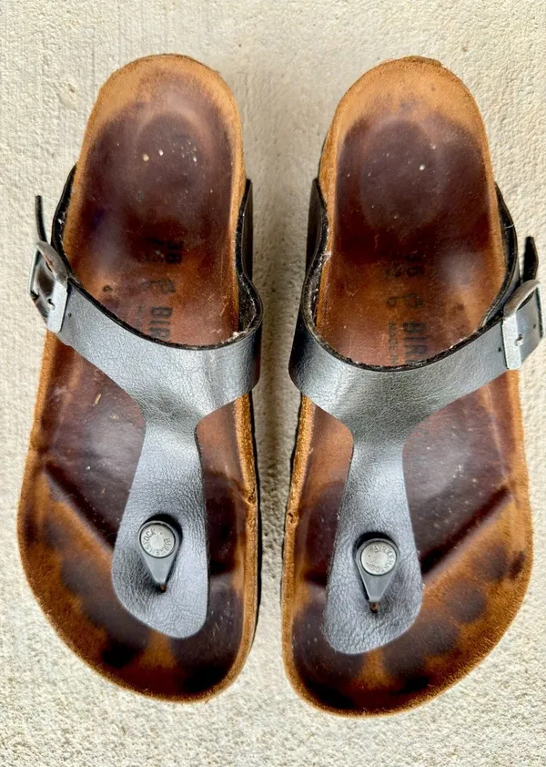 Birkenstock Ramses Black Leather Thong Sandals Sz 38 Flip Flop Gizeh Style - Image 2