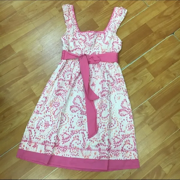 Red Camel Womens Juniors Dress Size‎ 1 Pink White Rockabilly Ties in Back - Image 4