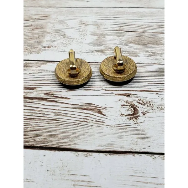 Vintage Clip On Earrings - Black Gem with Facets With A Gold Tone Halo - Image 6