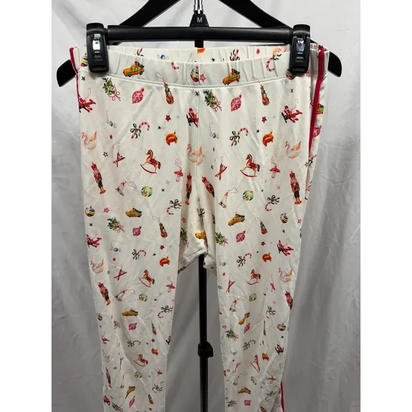 LAKE Women's Pima‎ Cotton Cropped White Christmas Print Pajama Pant Sz Small - Image 2