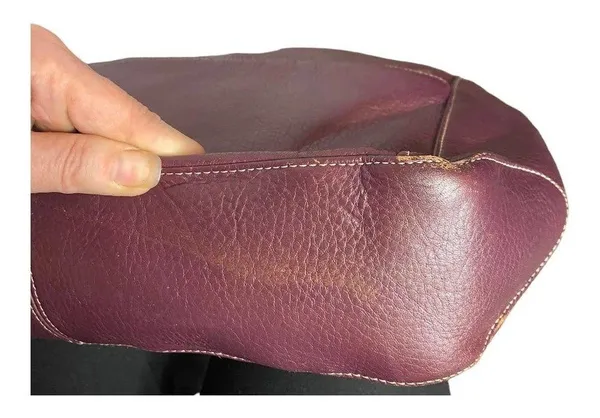 Levenger Shoulder Bag Large Medium Maroon Burgundy Fold Over Chic Purse Saddle - Image 12