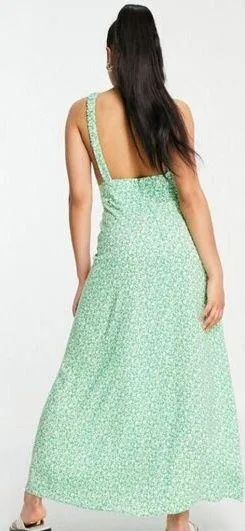 ASOS Plunge Maxi Dress in a Green Based Ditsy Floral Print - Size 10 - Image 2