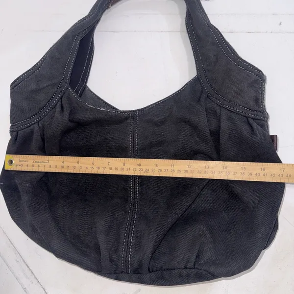 Vintage 2000s Y2K American Eagle Black Gray Canvas Boho Hobo Shoulder Bag Purse - Image 11