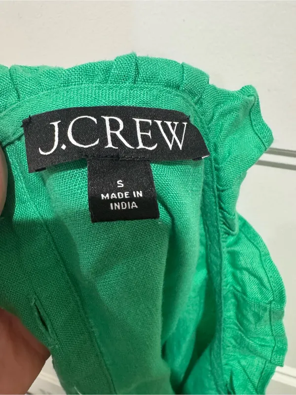 J.Crew Sleeveless Fleur 100% Linen Summer Top - Green - Image 5