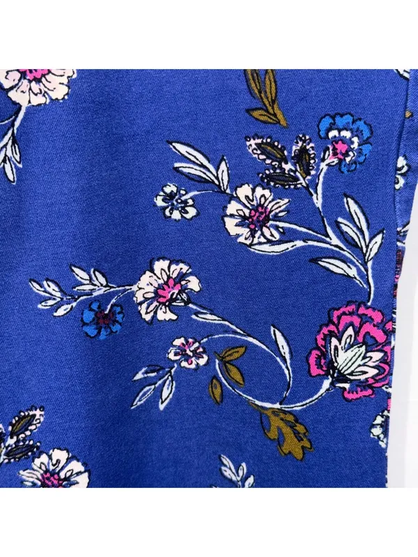Old Navy Pixie Blue Floral Pants Size 12 - Image 4