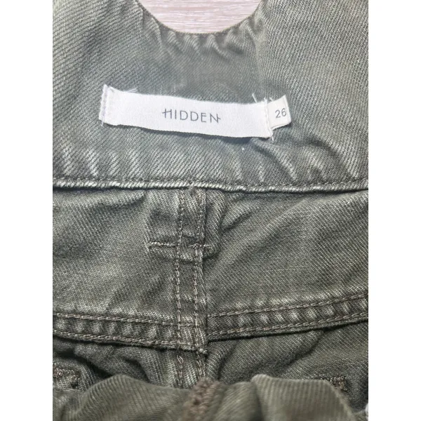 Hidden Belted Olive Green Jeans High Waist Straight Leg‎ Denim Size 26 - Image 3