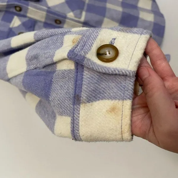WILD FABLE Lilac Lavender Purple Cream Ivory Plaid Oversized Fit Shacket Jacket - Image 9