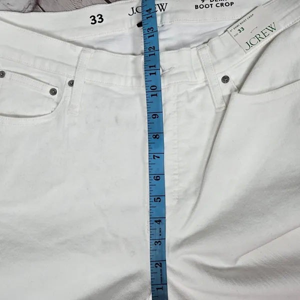 J. Crew 9" demi-boot crop jean in white wash‎ 33 NWT - Image 10