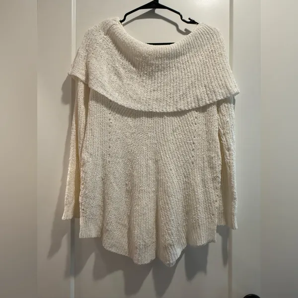 Anthropologie‎ Moth Lucerne Off-the-Shoulder Sweater Cream White Size M - Image 3
