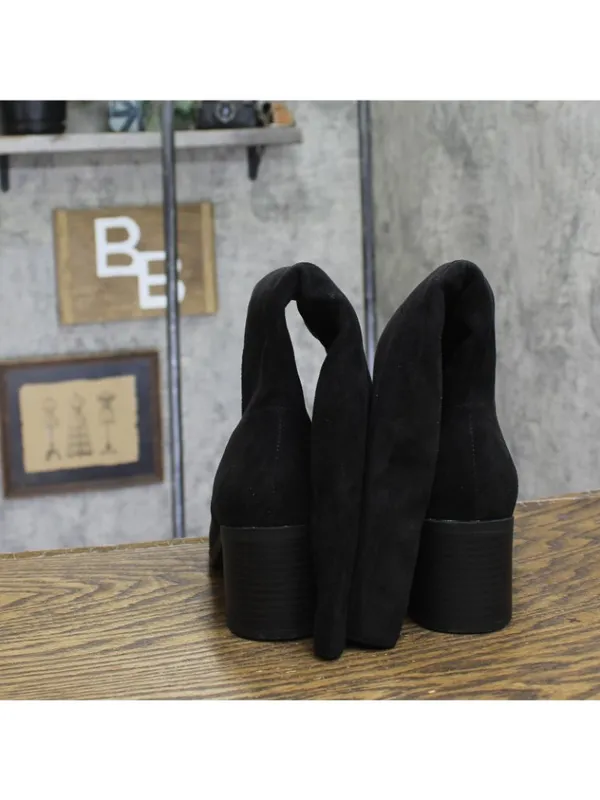 NWT Journee Collection Block Heel Knee High Boots with Side Zip Black Suede 7M - Image 7
