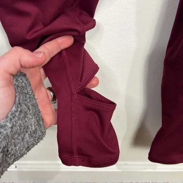 new Free People Stirrups High Waist Fleece Leggings Small Burgundy Micro fleece - Image 4
