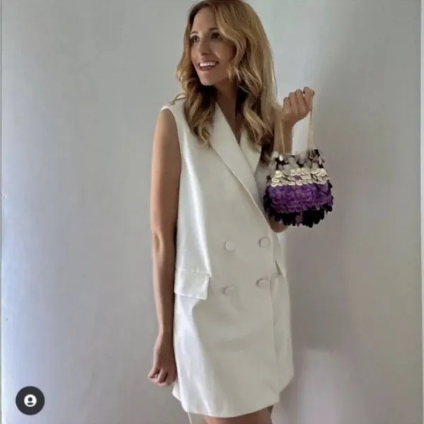 Zara Short waistcoat dress with lapel collar with voluminous back bow NEW - Image 6