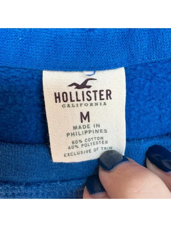 Hollister Cali Surfers Blue Off Shoulder Sweatshirt Size M Coastal - Image 3