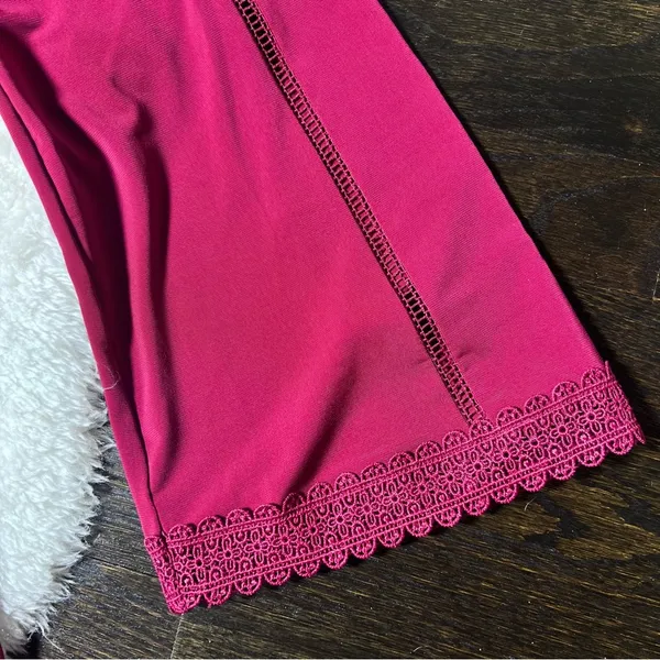 NWT Ann Taylor Petite Burgundy Red Bell Sleeve Square Neck Lace Blouse - Image 3