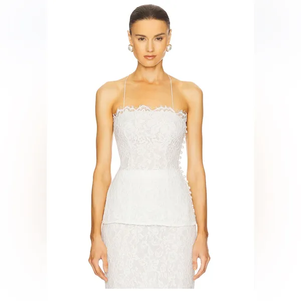 HELSA The Forever Audrey Lace Camisole Elegant White Lace Top S - Image 3