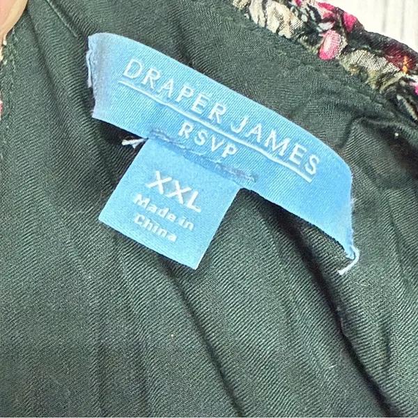 DRAPER JAMES RSVP Dark Green Chiffon‎ Floral Smocked Long-Sleeve Midi Dress, XXL - Image 10