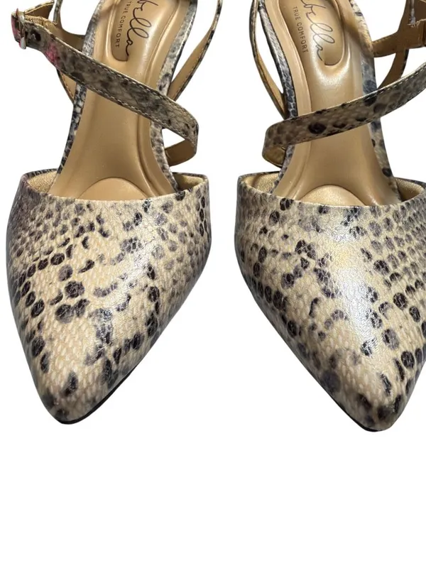 Abella Sapphire Snake Print Slingback Heels Pointed Toe Comfort Kitten Heel Sz 7 - Image 2