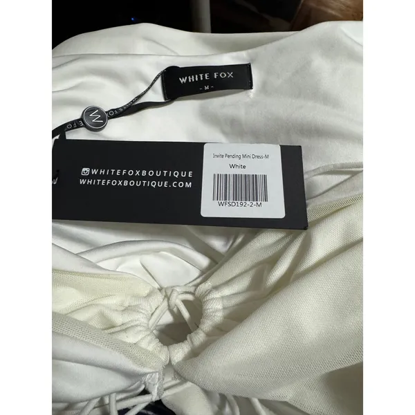 White Fox “Invite Pending” Cutout Ruched Mini Dress White Size M NWT - Image 6