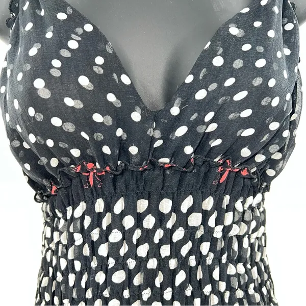 Gurreut Women's Polka Dot Spaghetti Strap Cotton Blend Chiffon Dress-Size L - Image 5