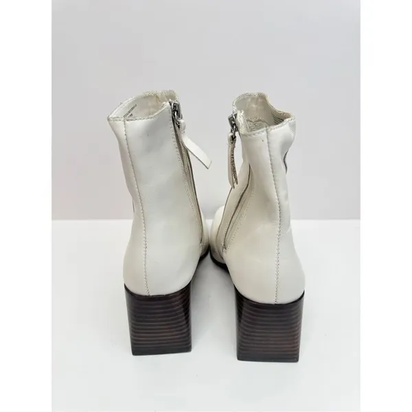 Blondo Boots Salome Ivory‎ Leather Waterproof Block Heel Ankle Booties Size 6.5 - Image 7