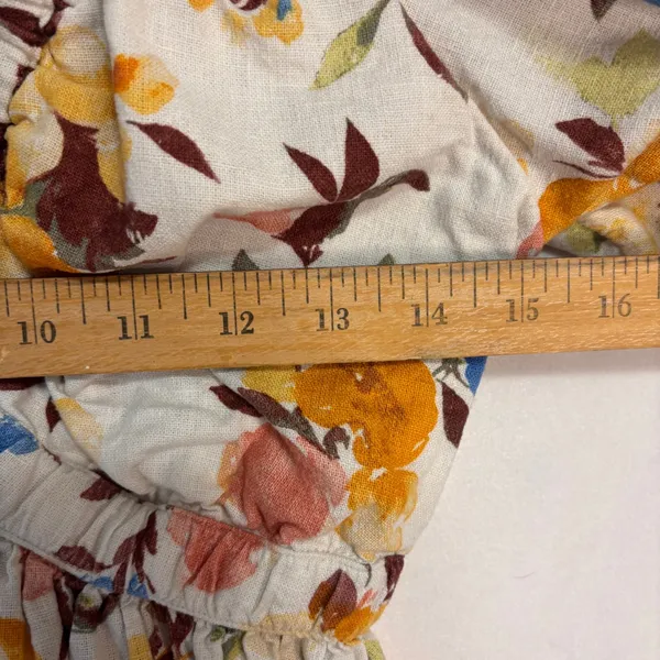 Abercrombie & Fitch Floral Linen Blend Peplum Babydoll Top Womens S Puff Sleeve‎ - Image 6