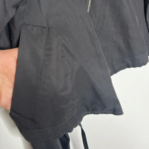 Abercrombie & Fitch Gray Drape Moto Cargo Utility bomber Jacket - Image 6