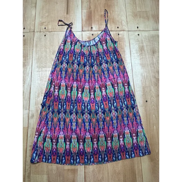 Tommy Bahama Womens Small Pink Blue Ikat‎ Print Rayon Cami Mini Dress - Image 4