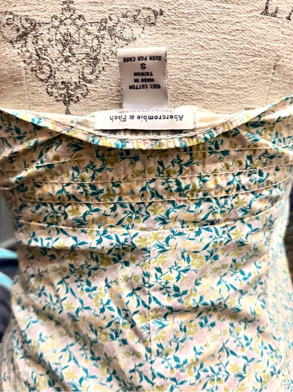 Abercrombie & Fitch Ivory Floral Babydoll Halter Dress Sz S - Image 7