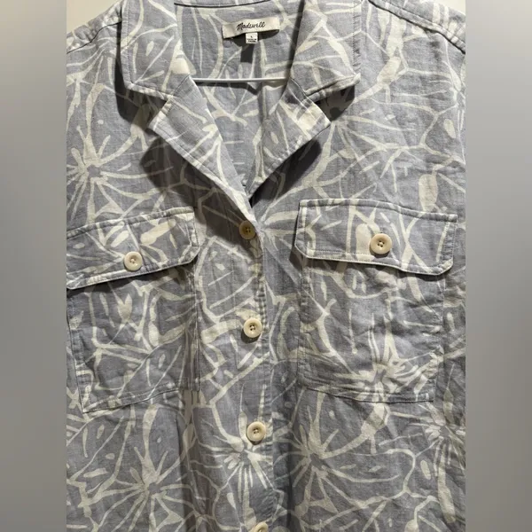 Madewell Linen-Blend Camp‎ Shirt in Abstract Flora Size Large - Image 5