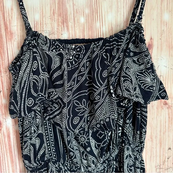 Element Eden Black Dot Paisley Print Spaghetti Strap Strapless Maxi Dress Size L - Image 5